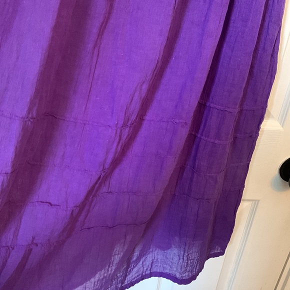 Mexican boho embroidered purple cotton midi dress - Picture 3 of 6